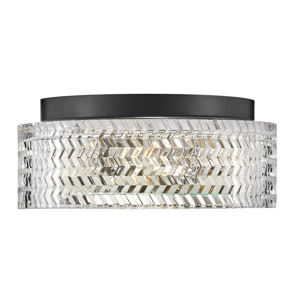 Hinkley Elle 2 Light Small Flush Black with Glass Shade