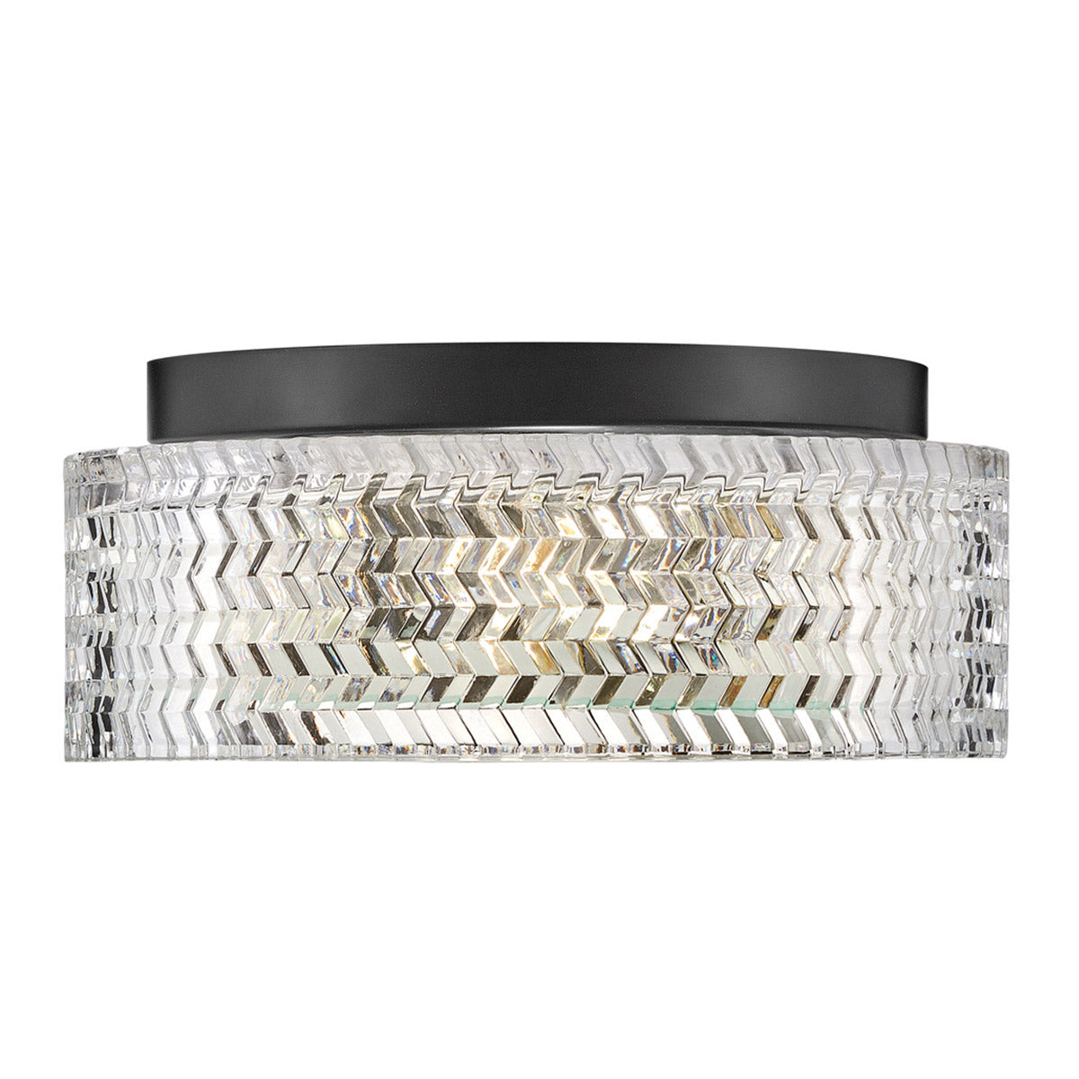 Hinkley Elle 2 Light Small Flush Black with Glass Shade