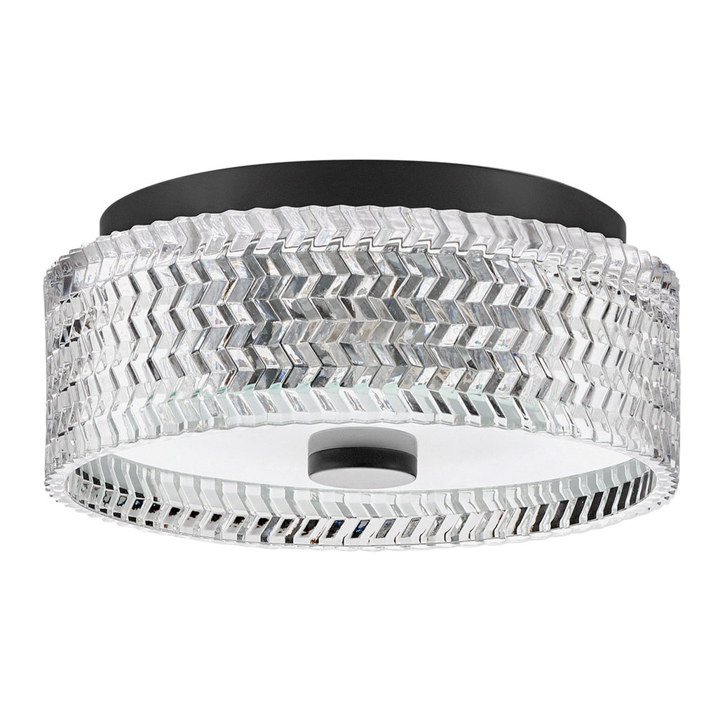Hinkley Elle 2 Light Small Flush Black with Glass Shade