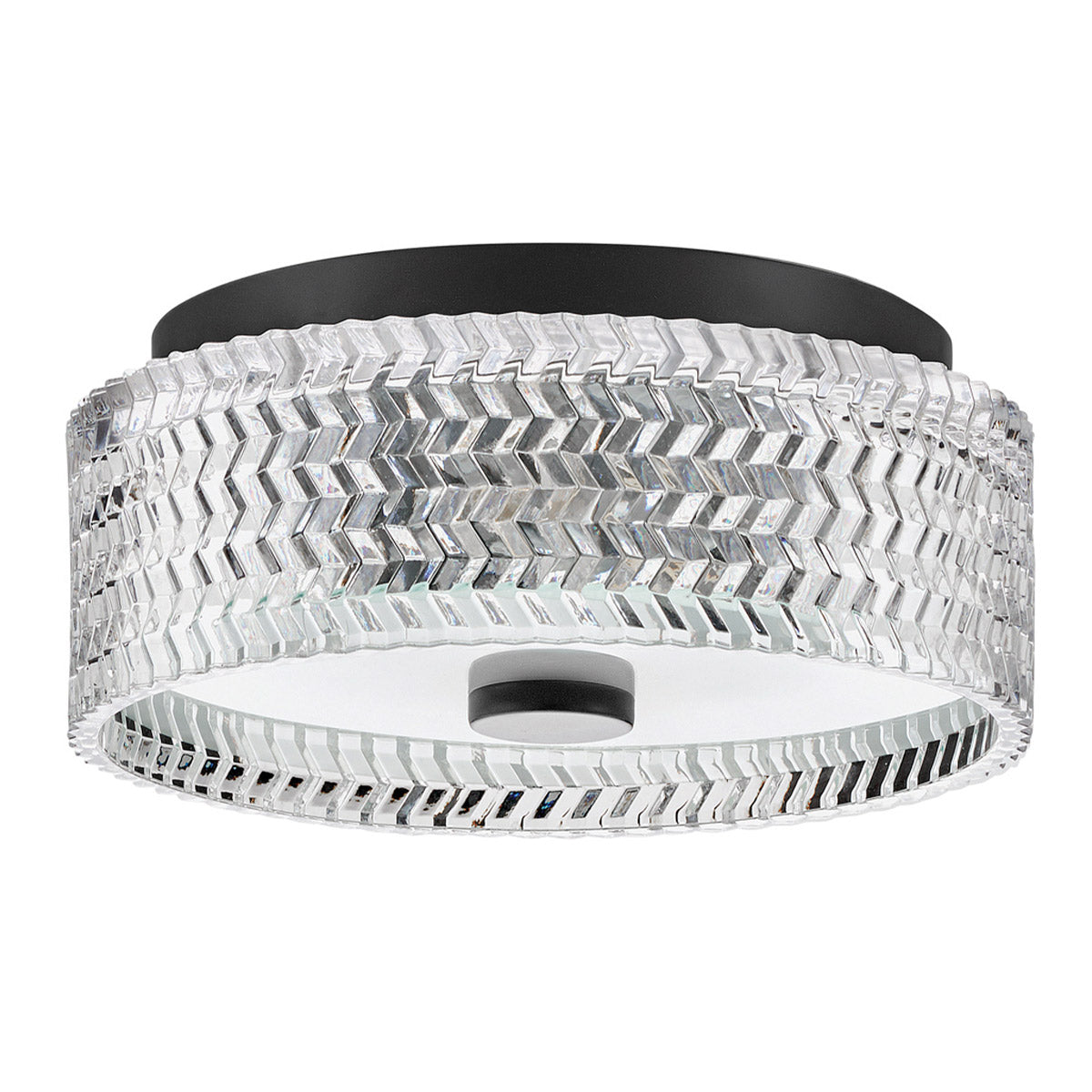 Hinkley Elle 2 Light Small Flush Black with Glass Shade