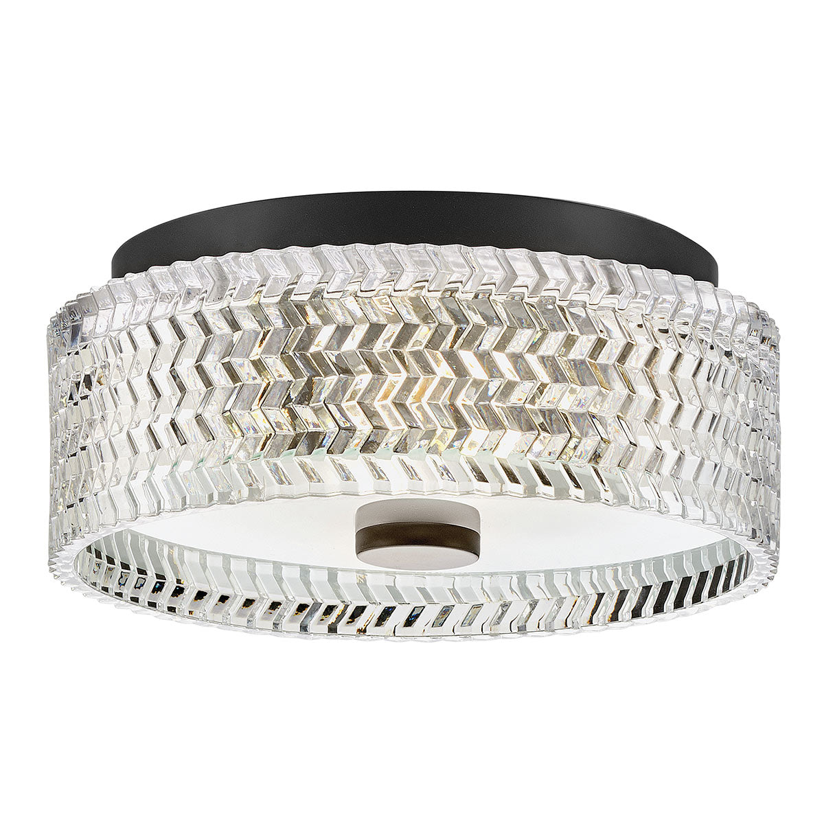 Hinkley Elle 2 Light Small Flush Black with Glass Shade