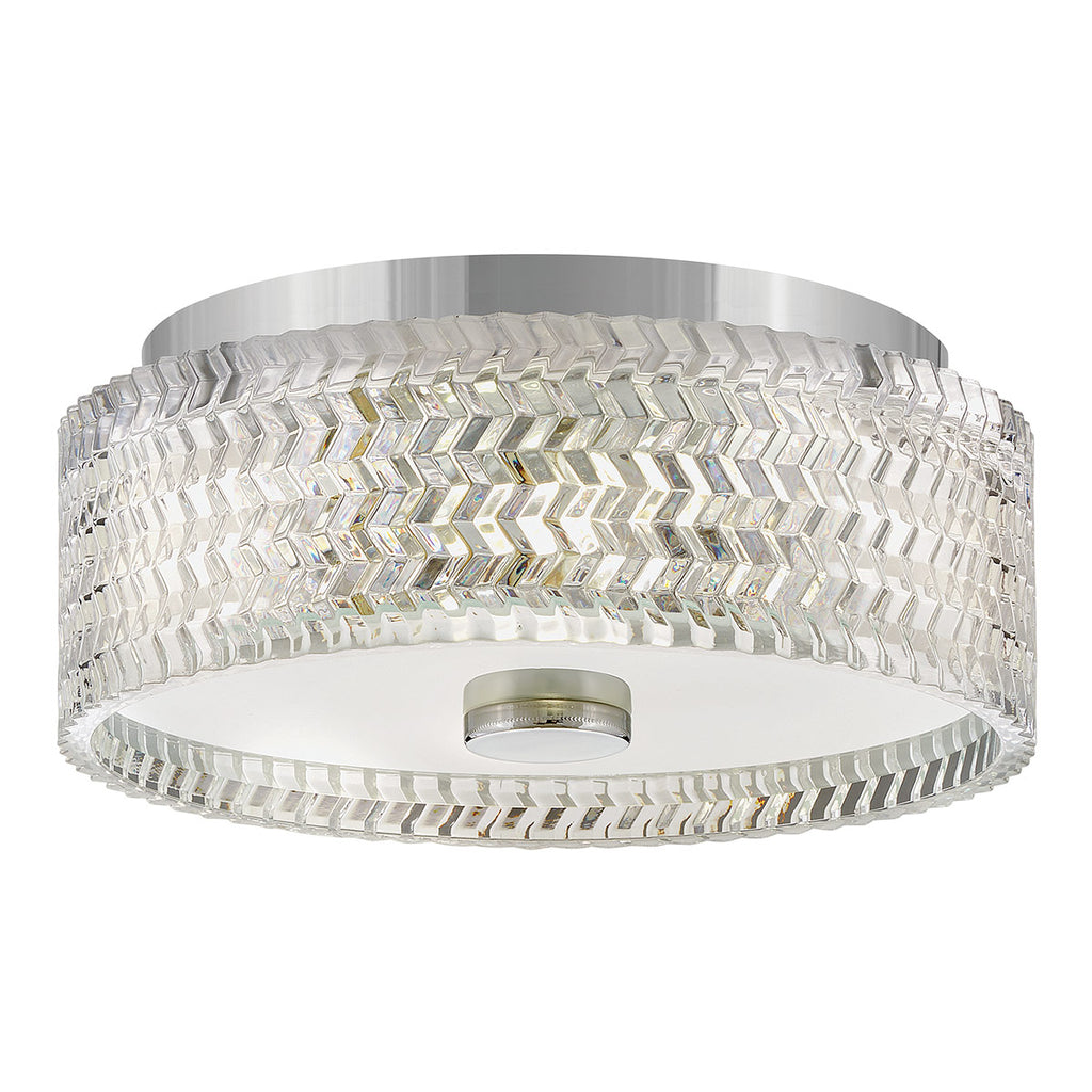 Hinkley Elle 2 Light Small Flush Chrome wit Glass Shade
