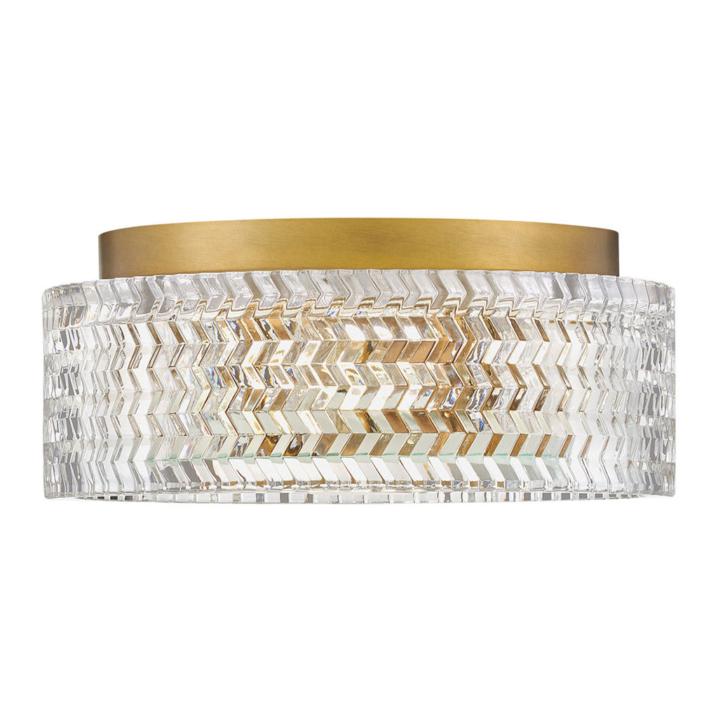 Hinkley Elle 2 Light Small Flush Heritage Brass with Glass Shade