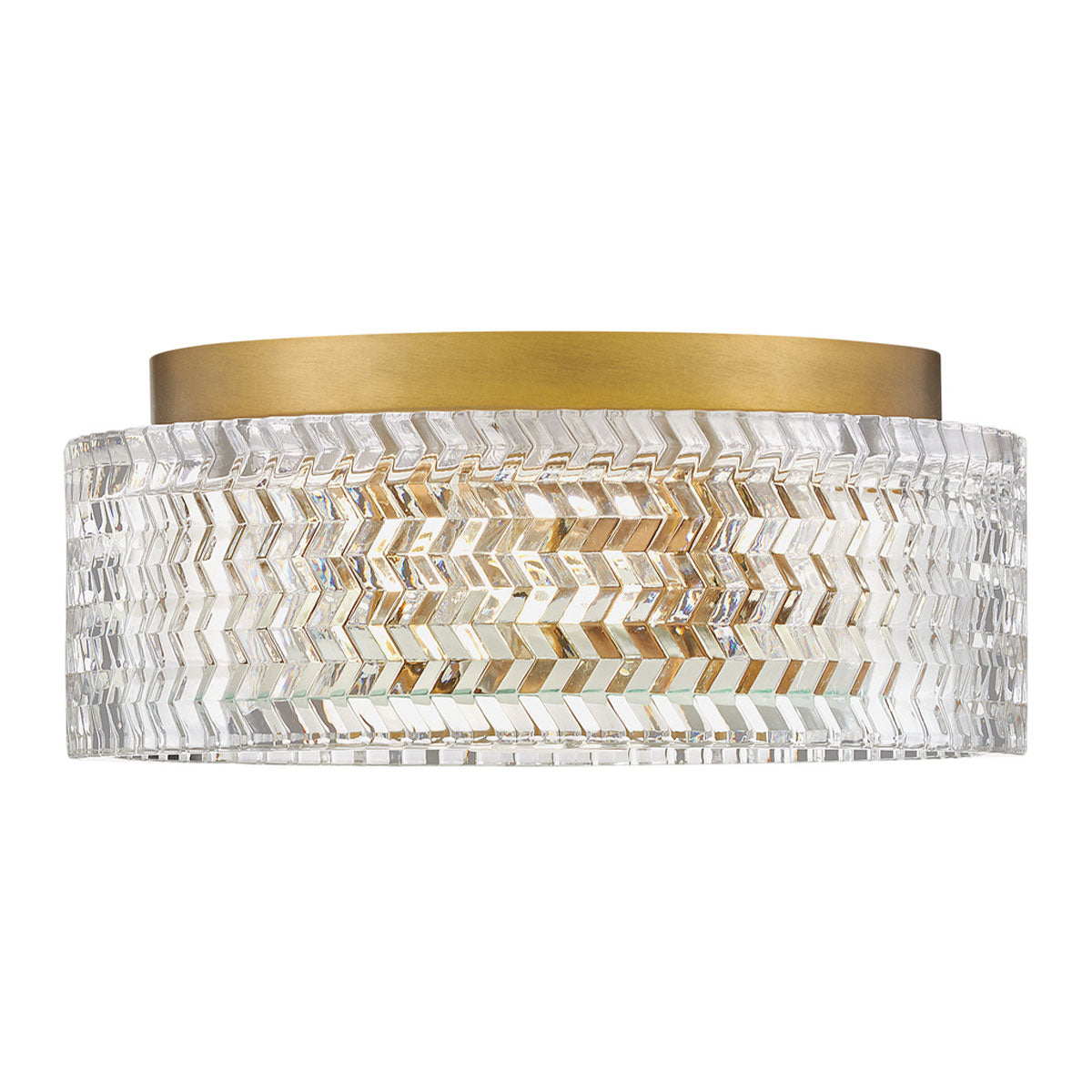 Hinkley Elle 2 Light Small Flush Heritage Brass with Glass Shade