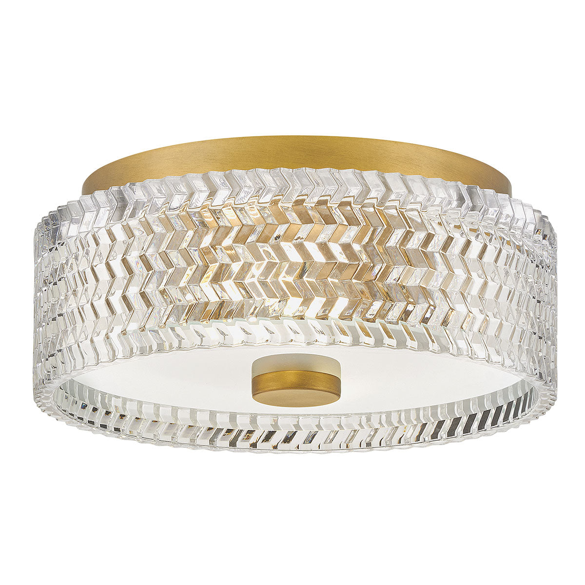 Hinkley Elle 2 Light Small Flush Heritage Brass with Glass Shade