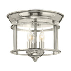 Hinkley Gentry 3 Light Flush Ceiling Light in Polished Nickel
