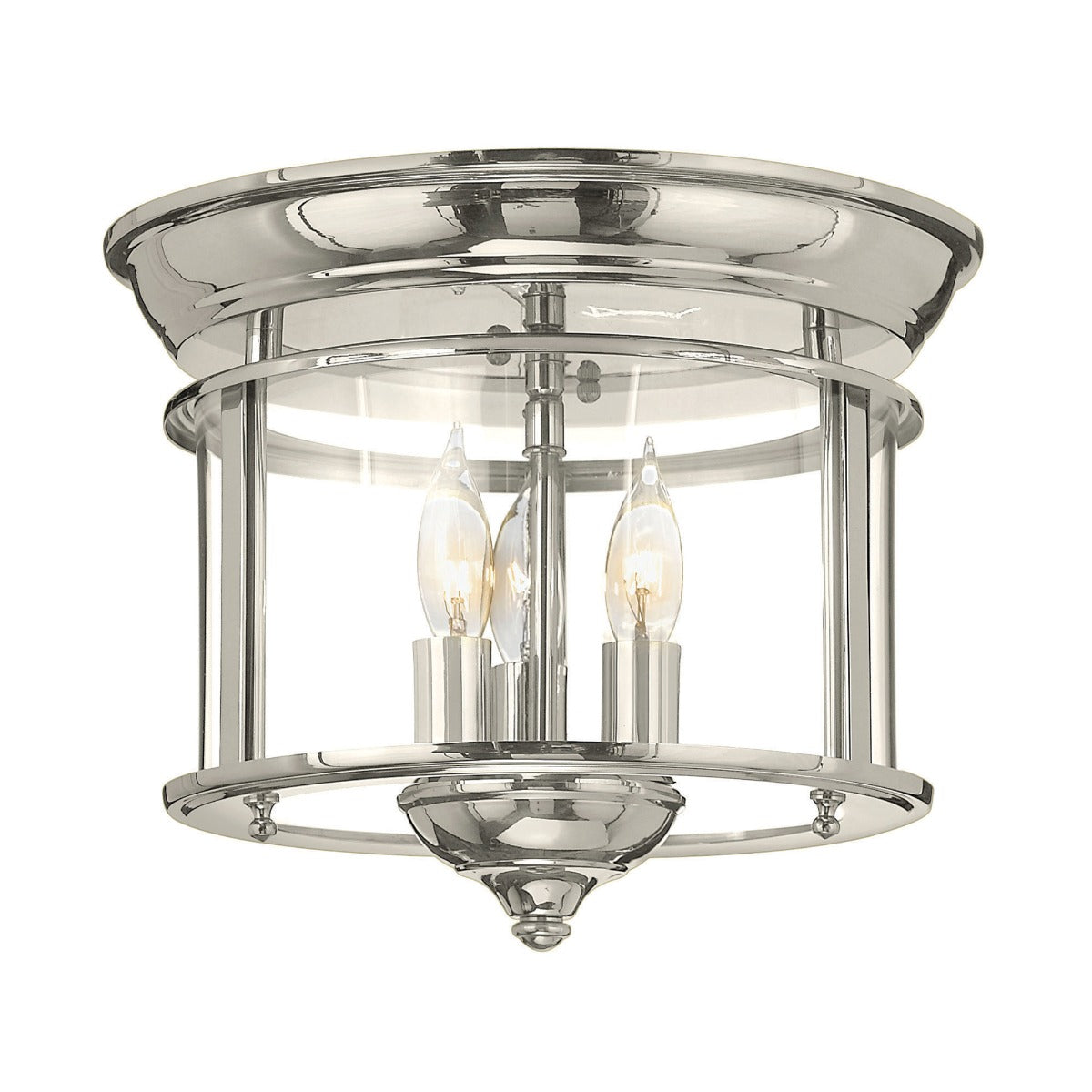 Hinkley Gentry 3 Light Flush Ceiling Light in Polished Nickel