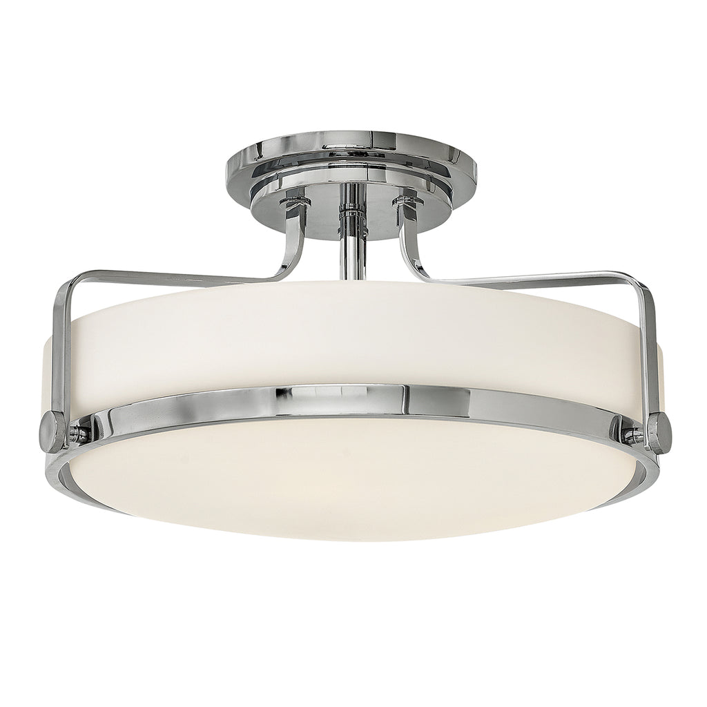 Hinkley Harper Medium 3 Light Semi Flush Ceiling Light in Chrome