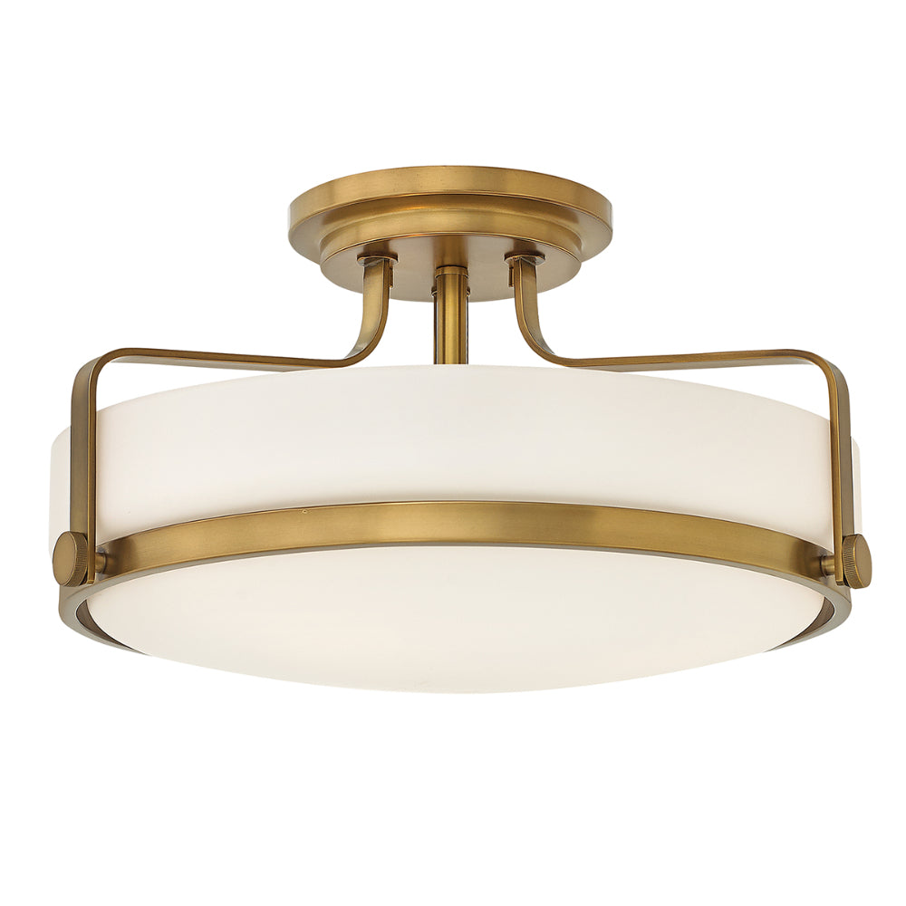 Hinkley Harper Medium 3 Light Semi Flush Ceiling Light in Heritage Brass
