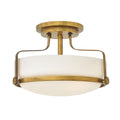 Hinkley Harper Small 3 Light Semi Flush Ceiling Light in Heritage Brass
