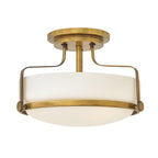 Hinkley Harper Small 3 Light Semi Flush Ceiling Light in Heritage Brass