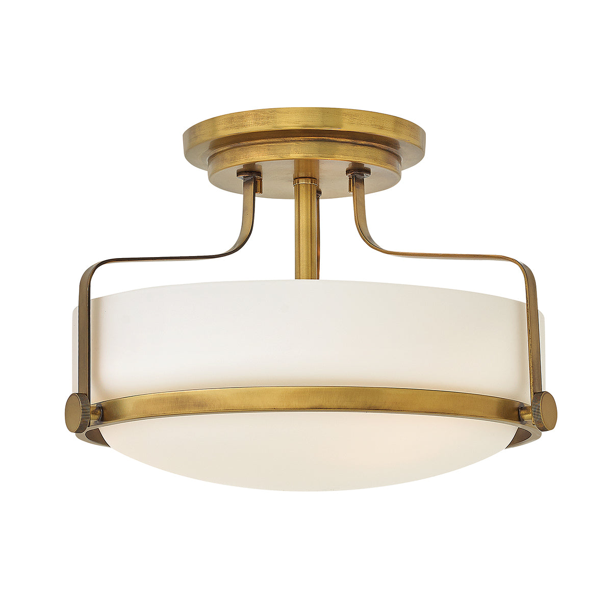 Hinkley Harper Small 3 Light Semi Flush Ceiling Light in Heritage Brass