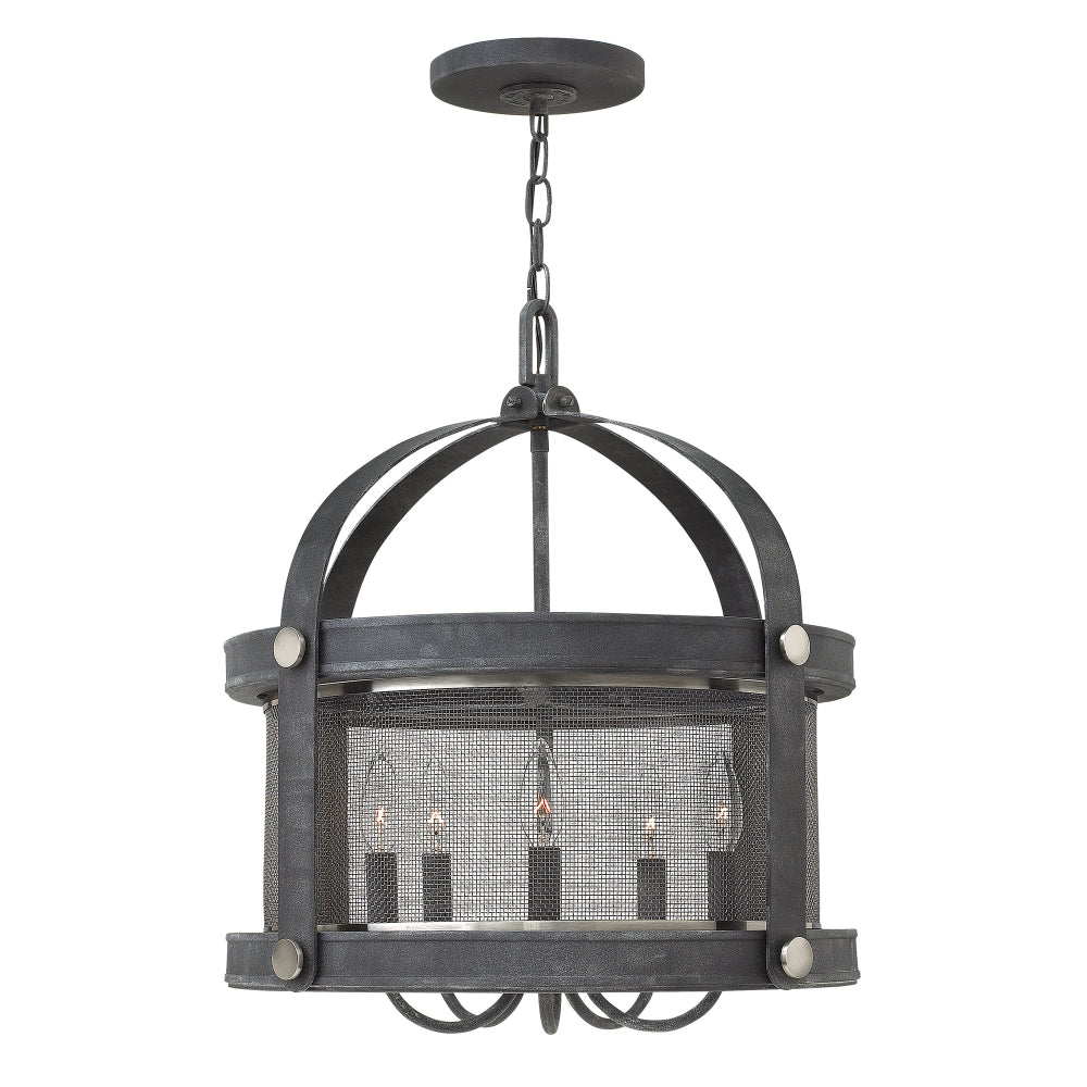 Hinkley Holden 5 Light Chandelier in Aged Zinc