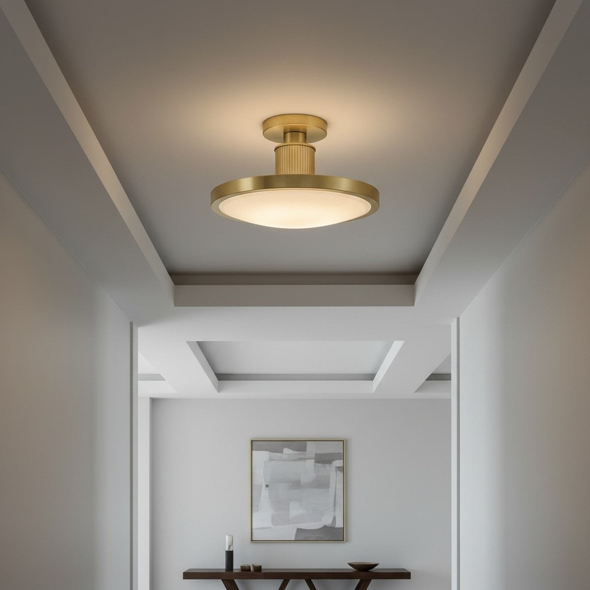 Hinkley Kieran LED Semi-Flush in Lacquered Brass