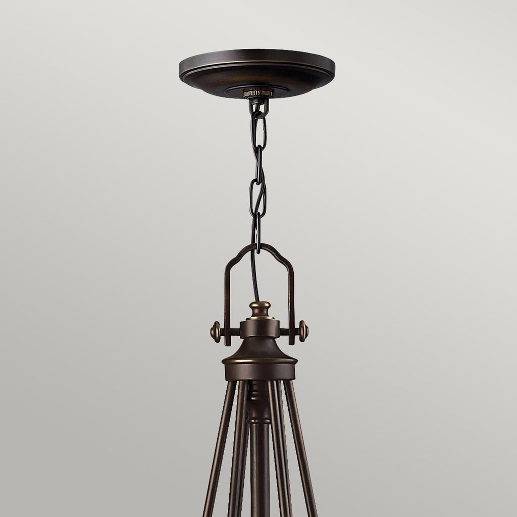 Hinkley Mayflower 6 Light Chandelier in Antique Brass, detail