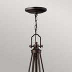 Hinkley Mayflower 6 Light Chandelier in Antique Brass, detail