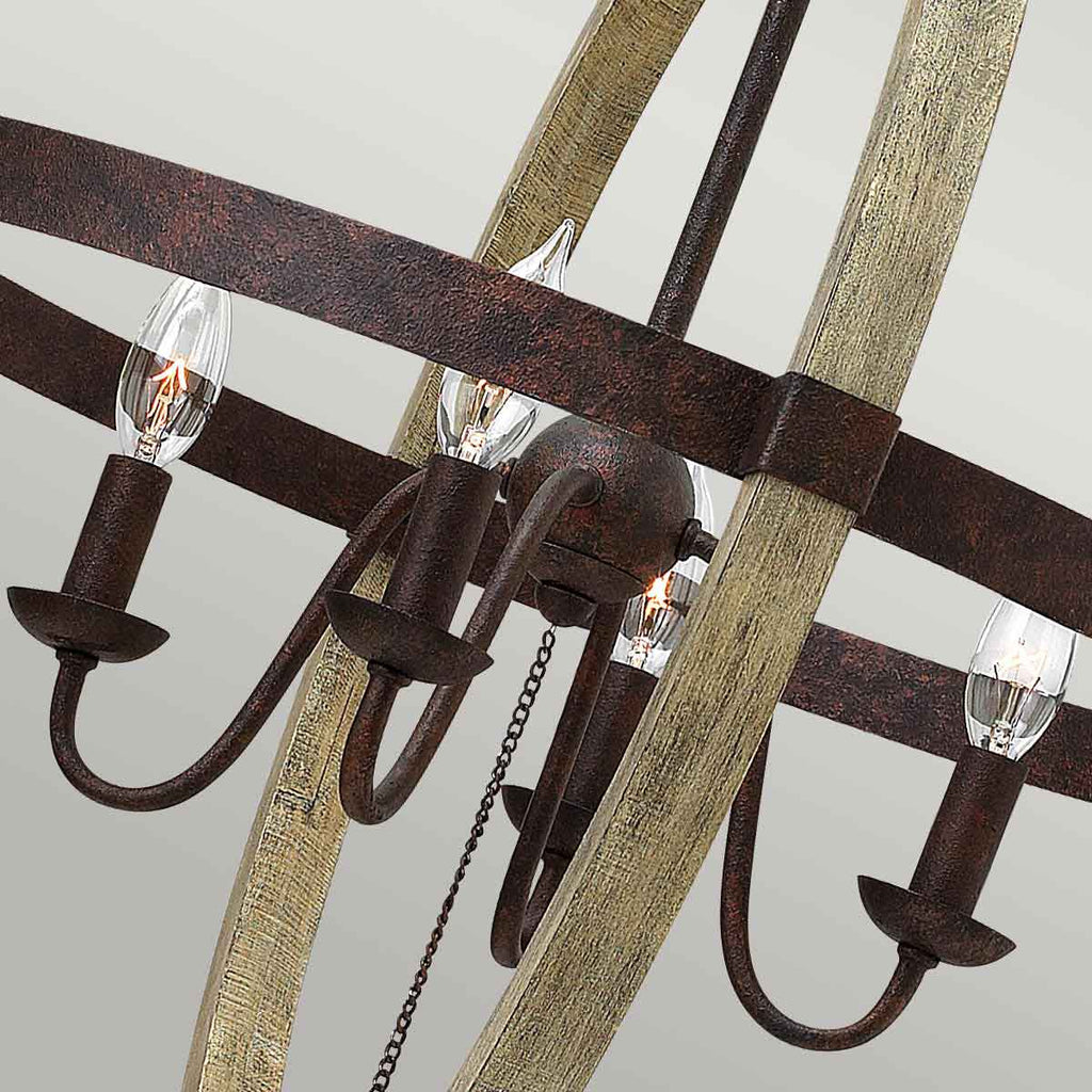 Hinkley Middlefield 4 Light Circular Chandelier in Iron Rust, detail