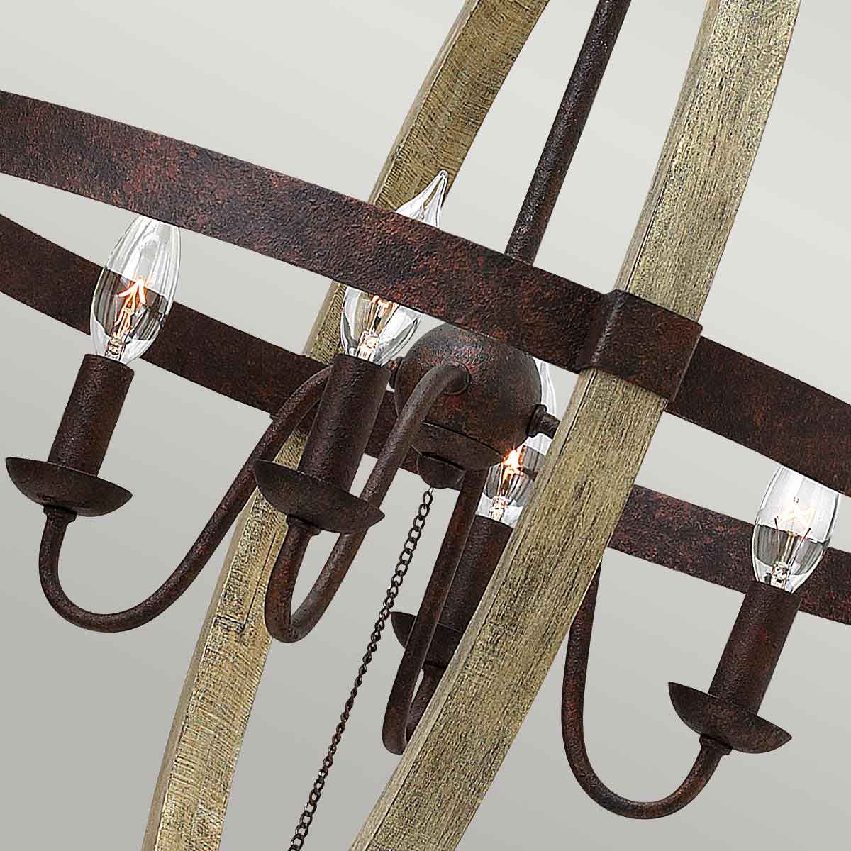 Hinkley Middlefield 4 Light Circular Chandelier in Iron Rust, detail