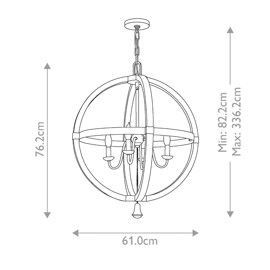 Hinkley Middlefield 4 Light Circular Chandelier in Iron Rust, dimensions
