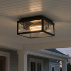 Hinkley Monte 2 Light Outdoor Porch Ceiling Flush in Black