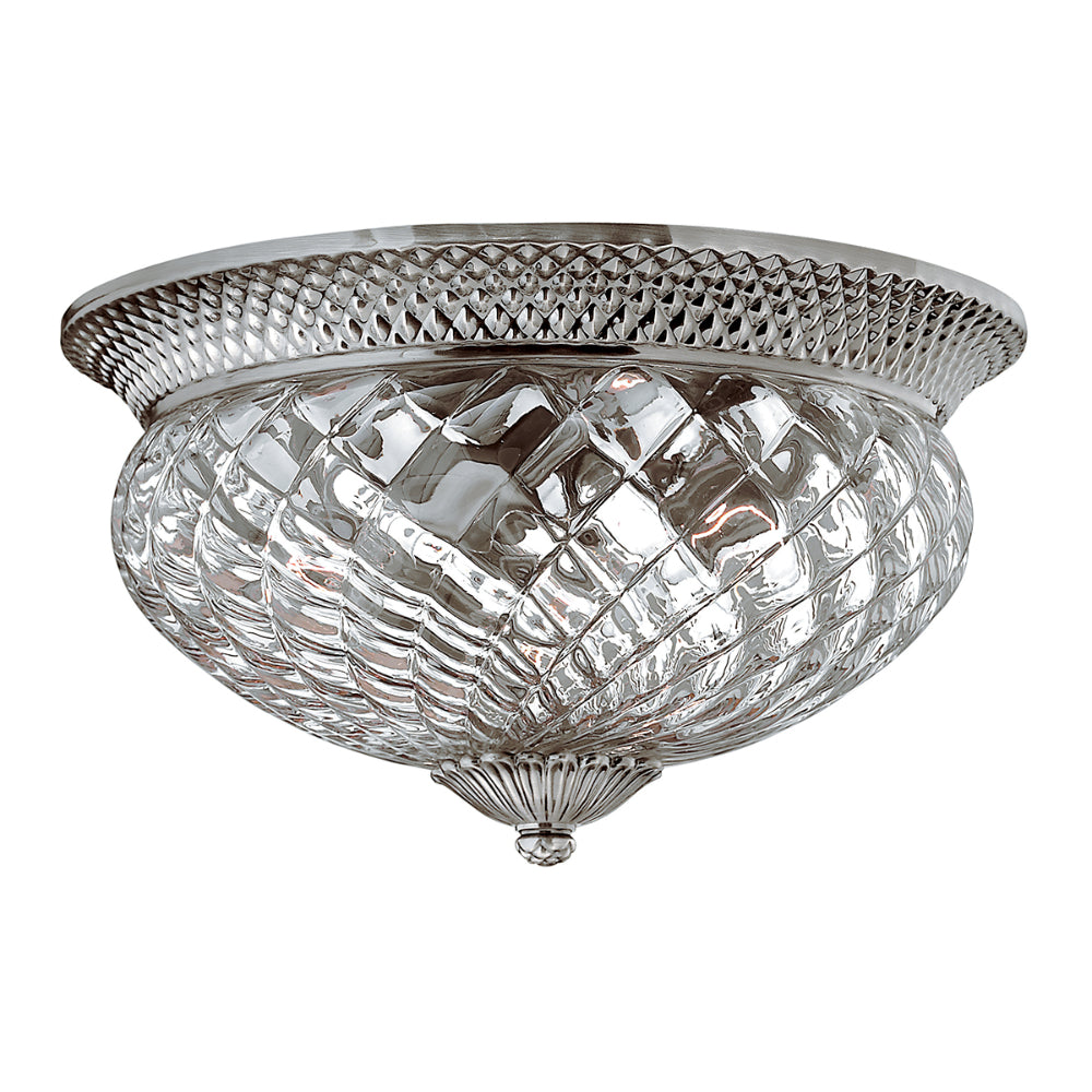 Hinkley Plantation Large 3 Light Flush Ceiling Light in Polished Antique Nickel