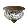Hinkley Plantation Small 2 Light Flush Ceiling Light in Pearl Bronze with Clear Shade