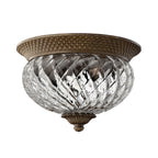 Hinkley Plantation Small 2 Light Flush Ceiling Light in Pearl Bronze with Clear Shade