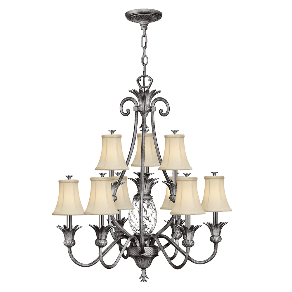 Hinkley Plantation 10 Light Chandelier in Polished Antique Nickel