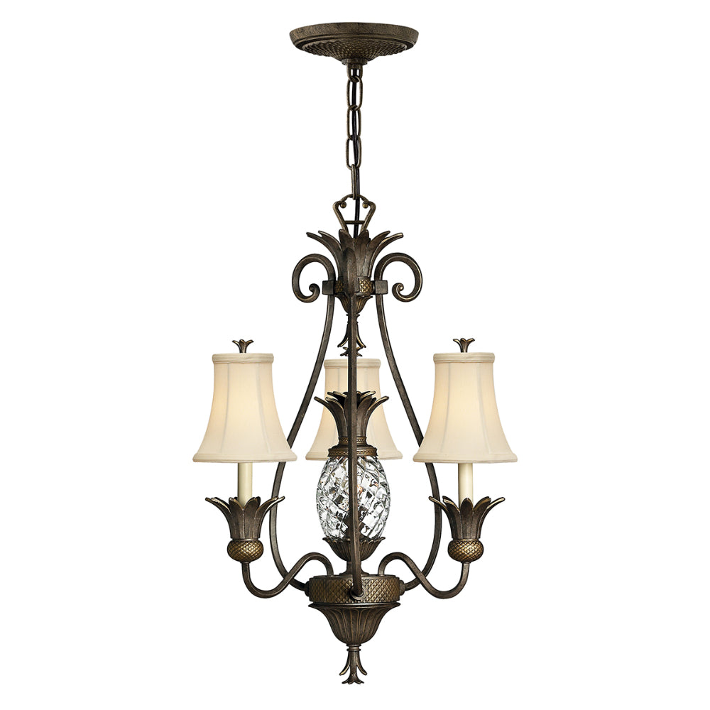 Hinkley Plantation 3 Light Chandelier in Pearl Bronze