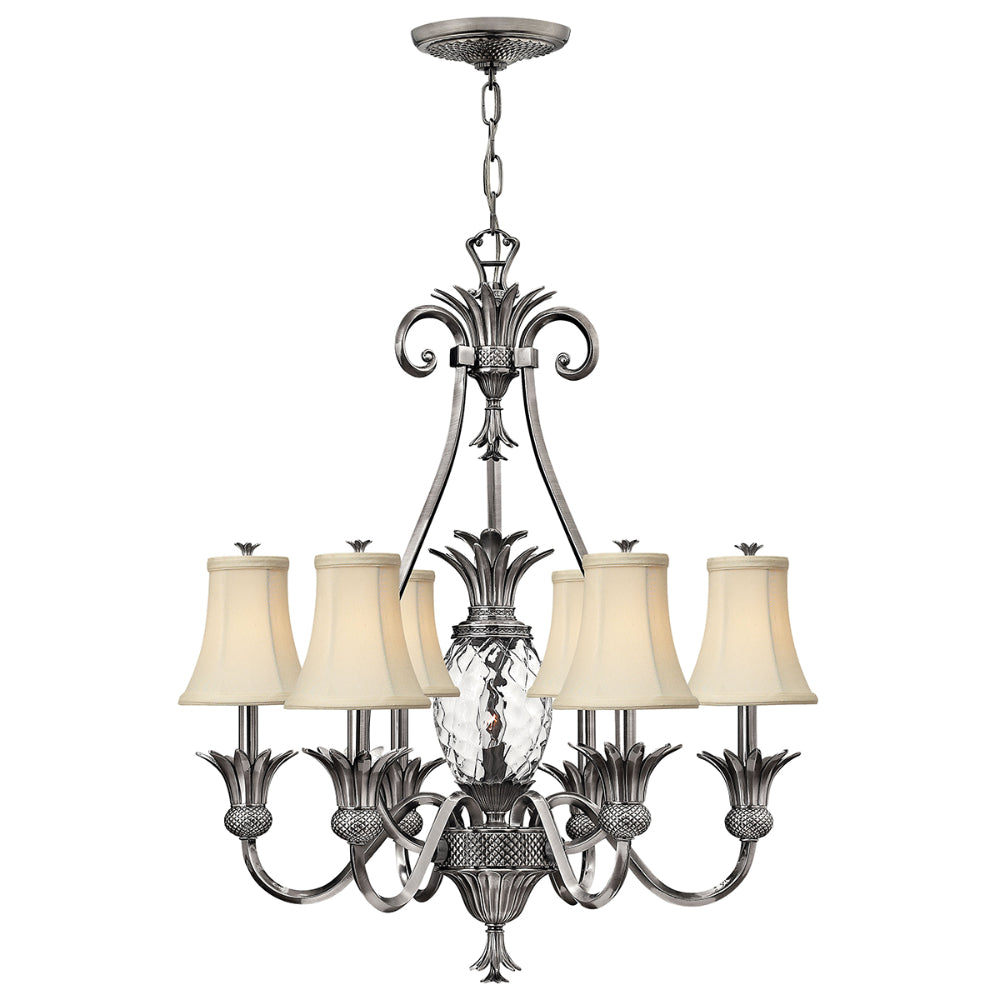 Hinkley Plantation 7 Light Chandelier in Polished Antique Nickel