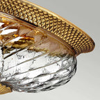 Hinkley Plantation 3 Light Flush Ceiling Light in Burnished Brass, detail
