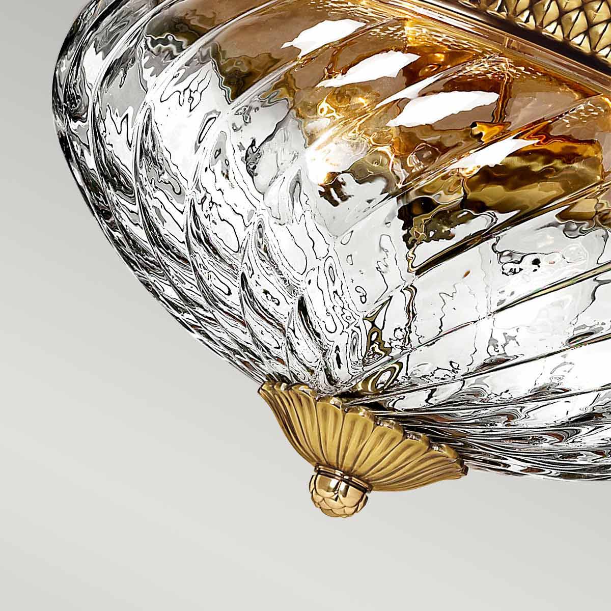 Hinkley Plantation 3 Light Flush Ceiling Light in Burnished Brass, detail