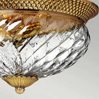 Hinkley Plantation 3 Light Flush Ceiling Light in Burnished Brass, detail