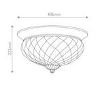 Hinkley Plantation 3 Light Flush Ceiling Light in Burnished Brass, dimensions