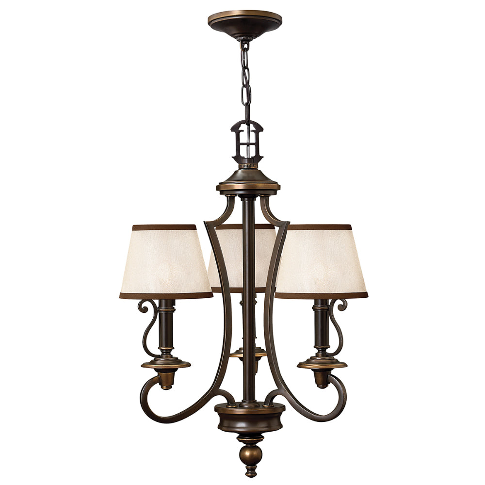Hinkley Plymouth 3 Light Chandelier in Olde Bronze