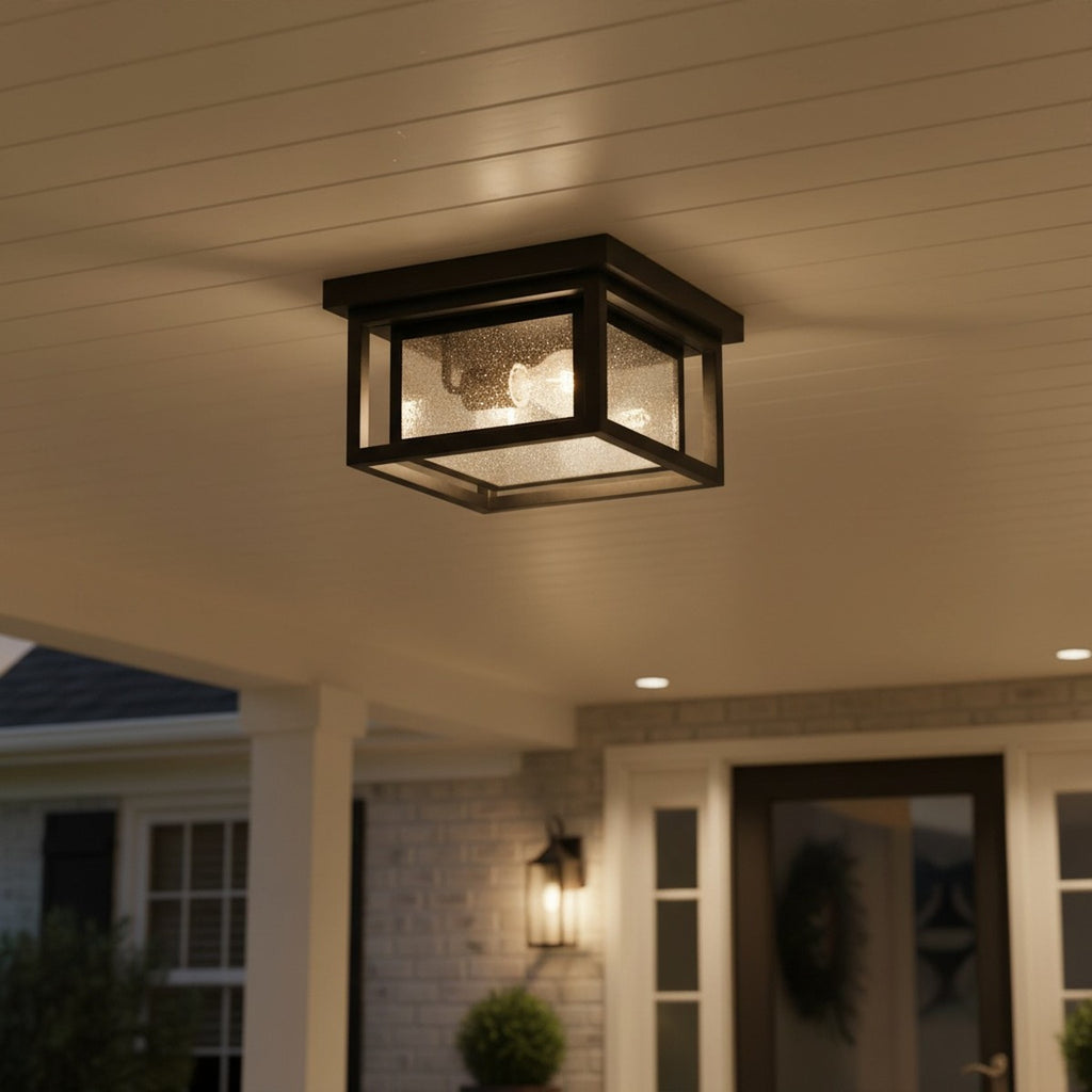 Hinkley Republic 2 Light Small Outdoor Flush Lantern in Black