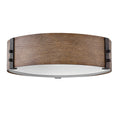 Hinkley Sawyer Exterior Flush Ceiling Light Sequoia Wood Effect with Rust Iron Accents
