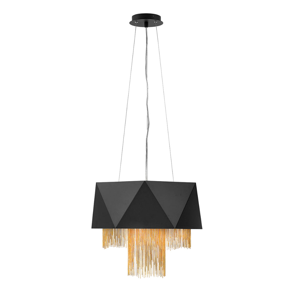 Hinkley Zuma 6 Light Pendant Light in Satin Black and Gold