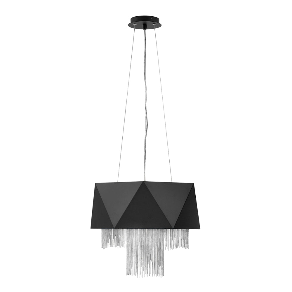 Hinkley Fredrick Ramond 6 Light Pendant Light in Satin Black and Silver