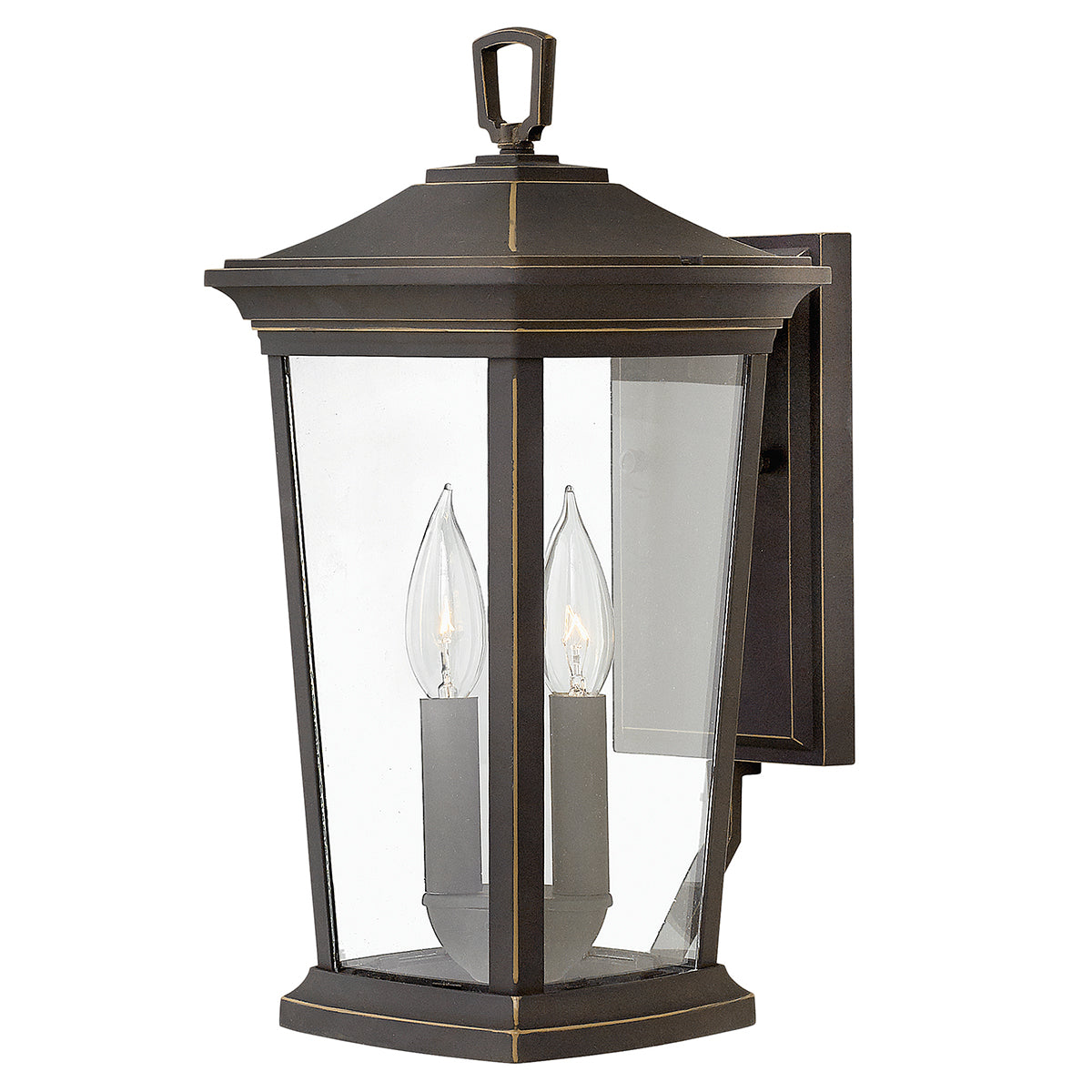 Hinkley Bromley 2 Light Outdoor Wall Lantern in Oil Rubbed Bronze with Clear Shade