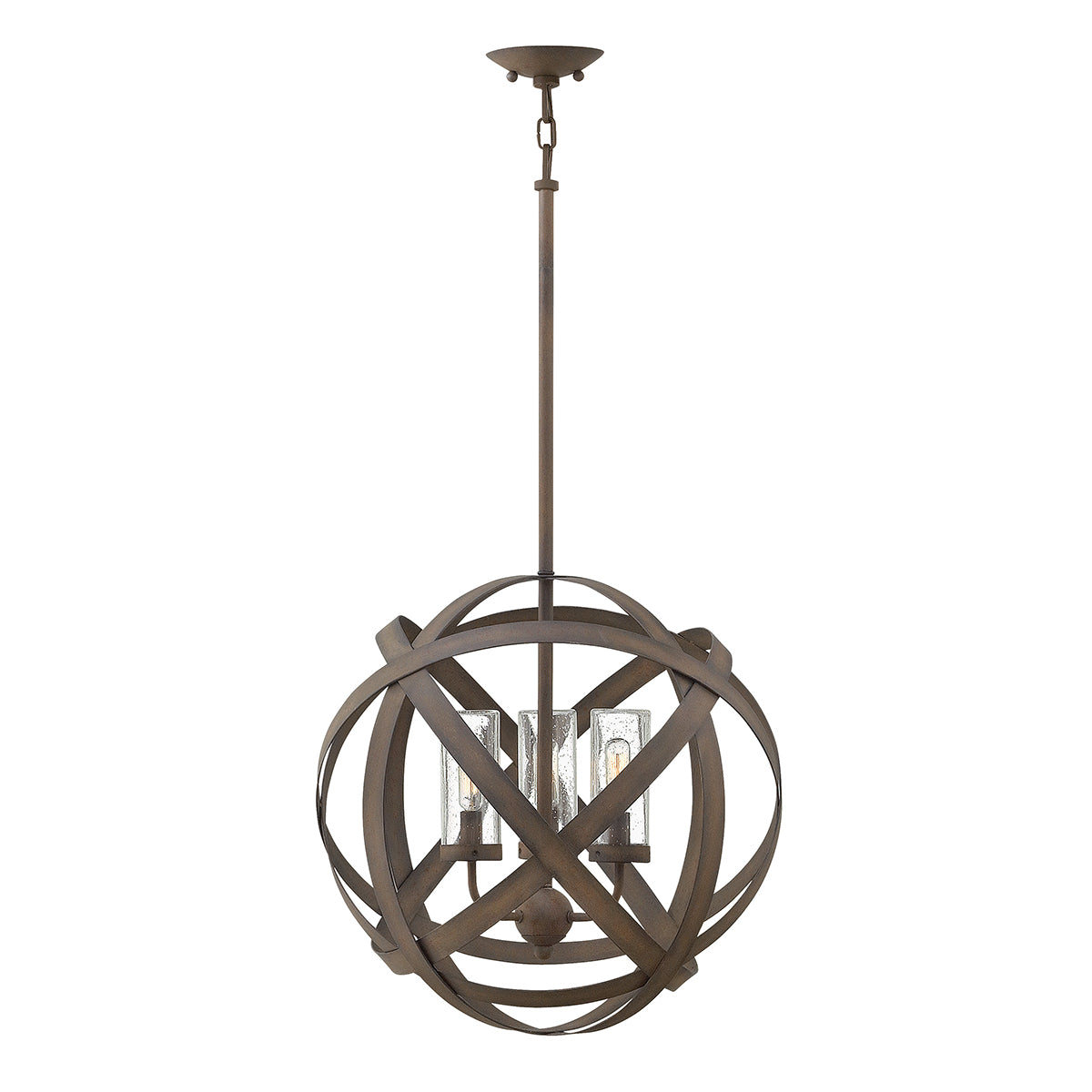 Hinkley Carson 3 Light Outdoor Pendant Light in Vintage Iron