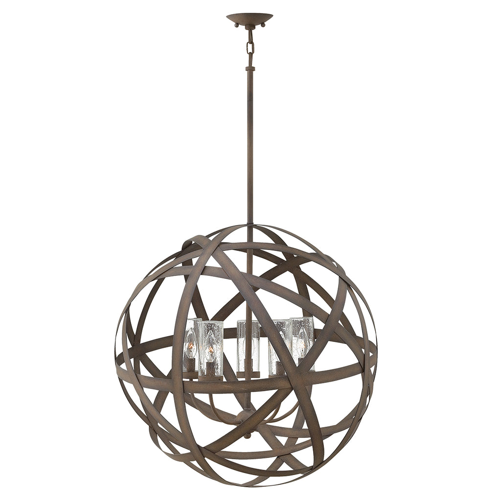 Hinkley Carson 5 Light Outdoor Pendant Light in Vintage Iron