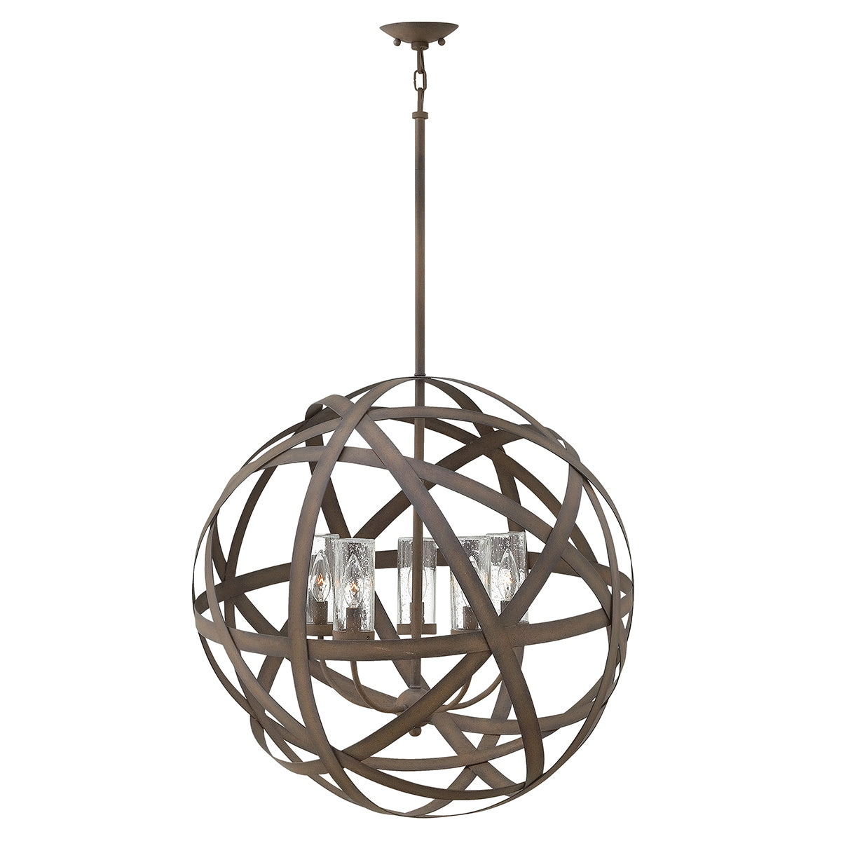 Hinkley Carson 5 Light Outdoor Pendant Light in Vintage Iron