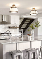 Hinkley Charlotte Semi Flush Ceiling Light in Antique Nickel