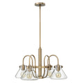 Hinkley Congress 4 Light Pendant Light in Brushed Caramel with Clear Cone Shade