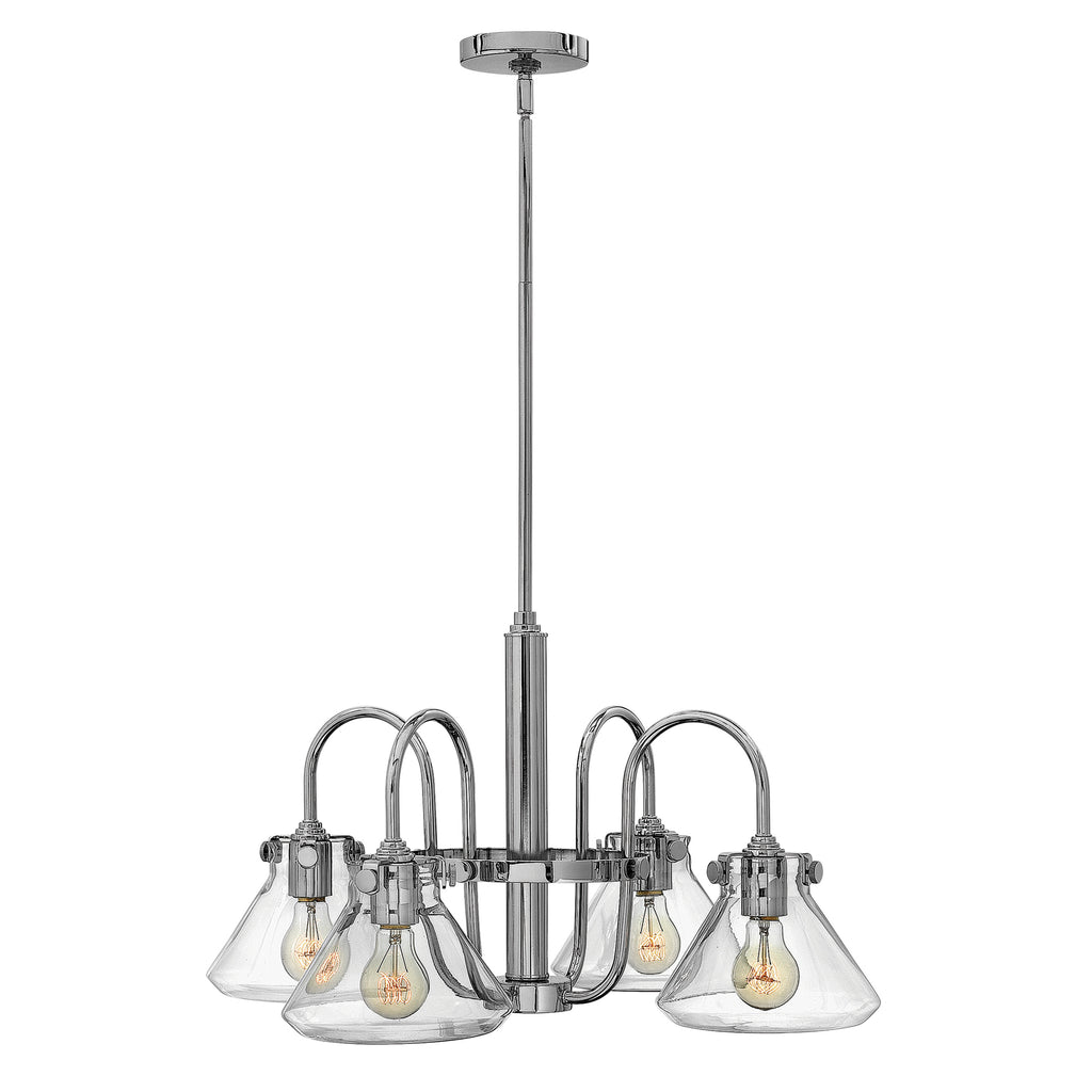 Hinkley Congress 4 Light Pendant Light in Chrome with Clear Cone Shade