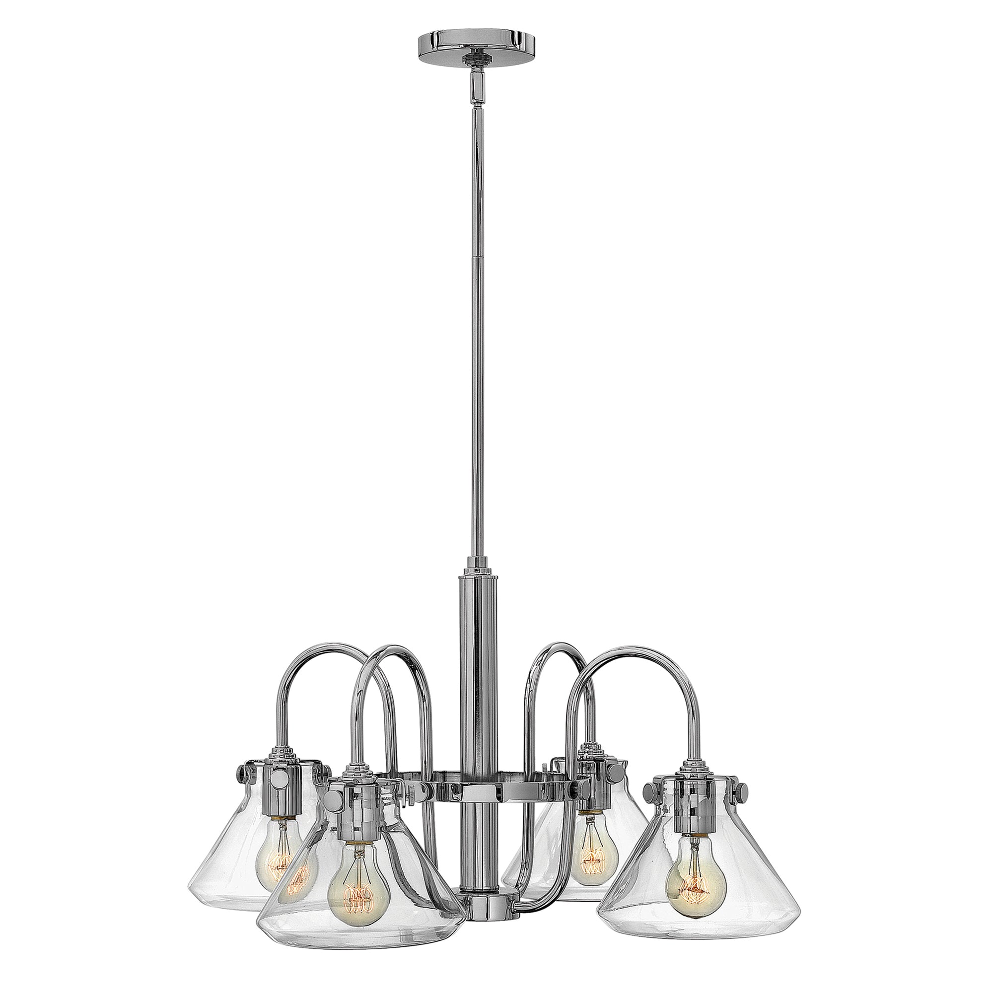 Hinkley Congress 4 Light Pendant Light in Chrome with Clear Cone Shade