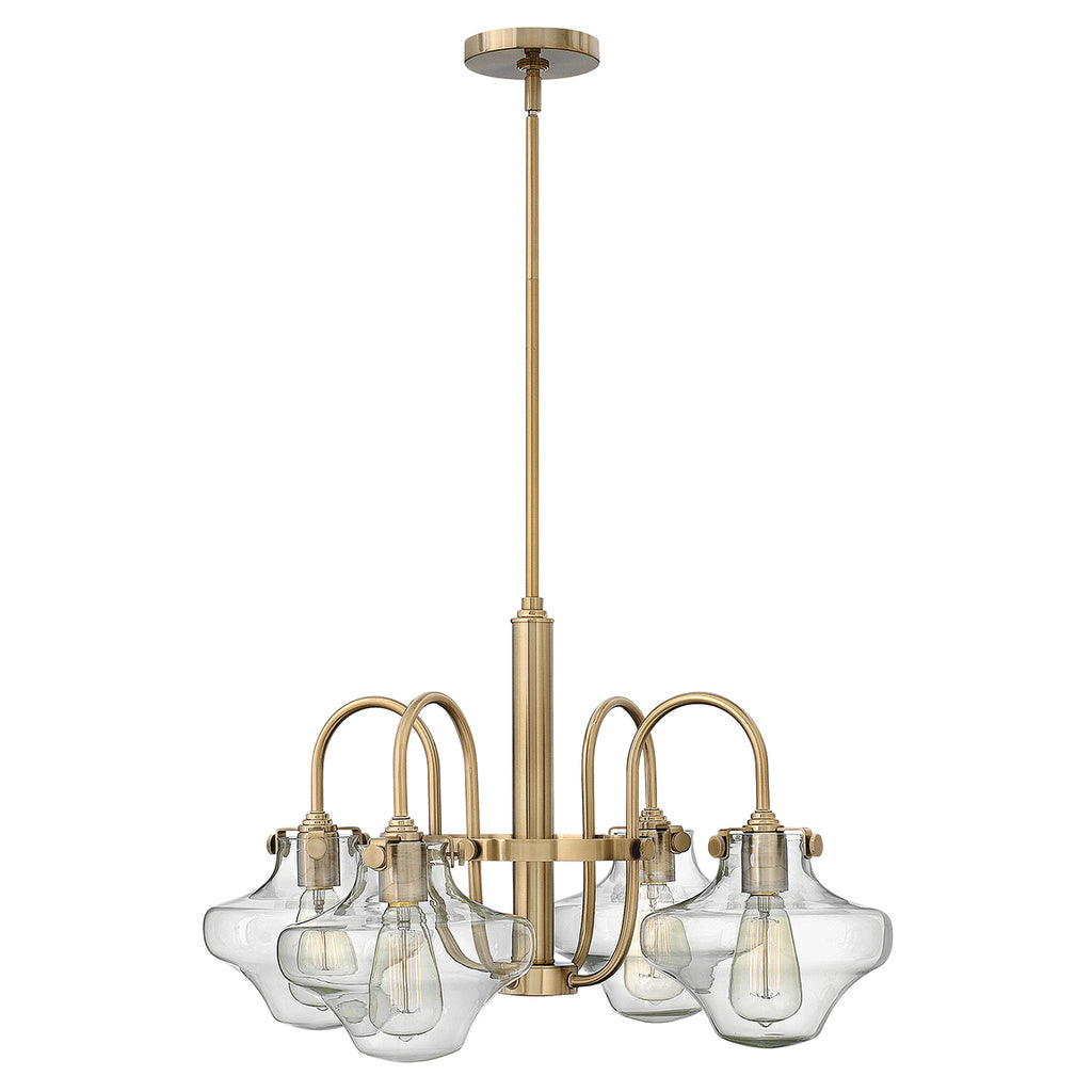 Hinkley Congress 4 Light Pendant Light in Brushed Caramel with Clear Flask Shade