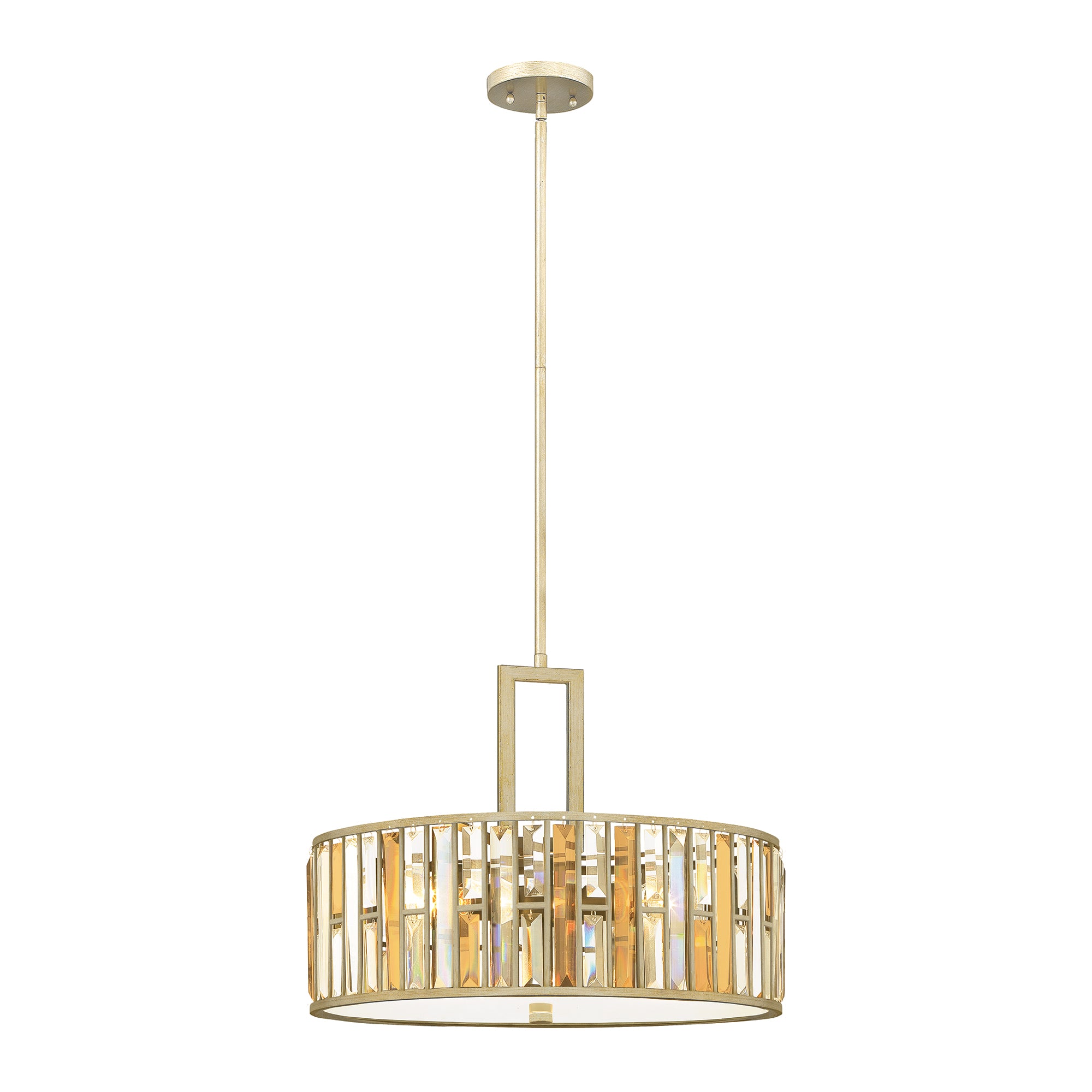 Hinkley Gemma 3 Light Drum Pendant Light in Silver Leaf