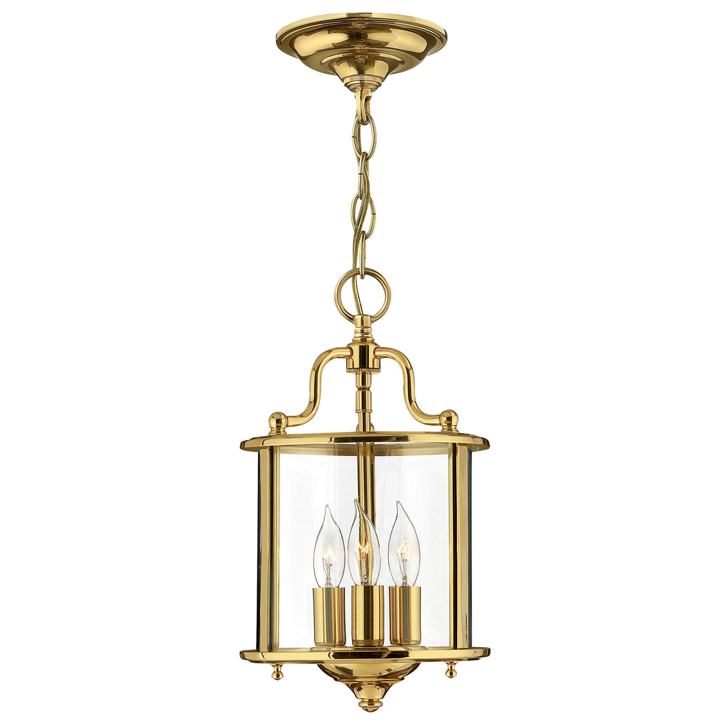 Hinkley Gentry Small 3 Light Pendant Light in Polished Brass